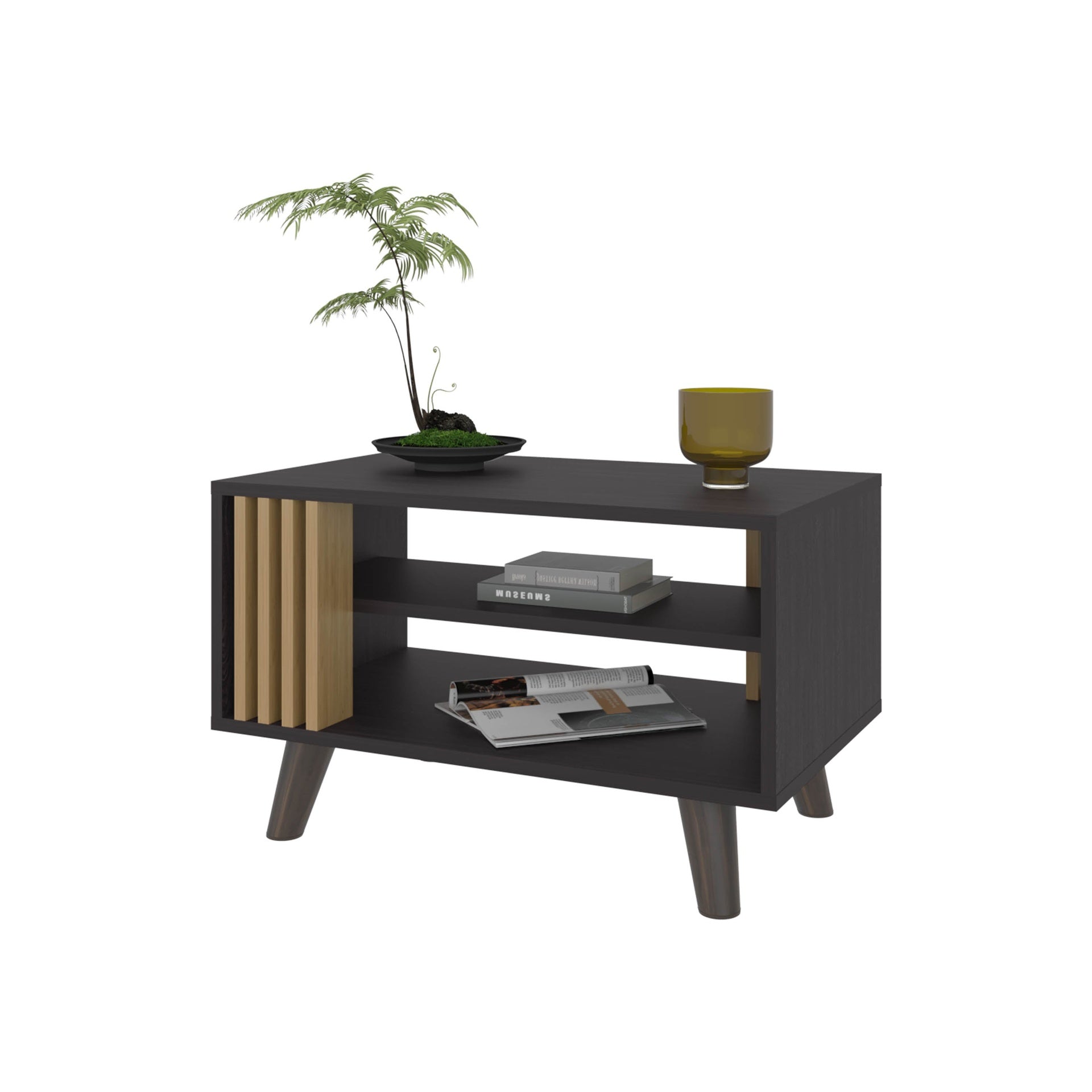 Wenge and Natural Oak Coffee Table with Open Storage