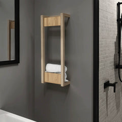Natural Oak Towel Rack with Wall-mounted Design