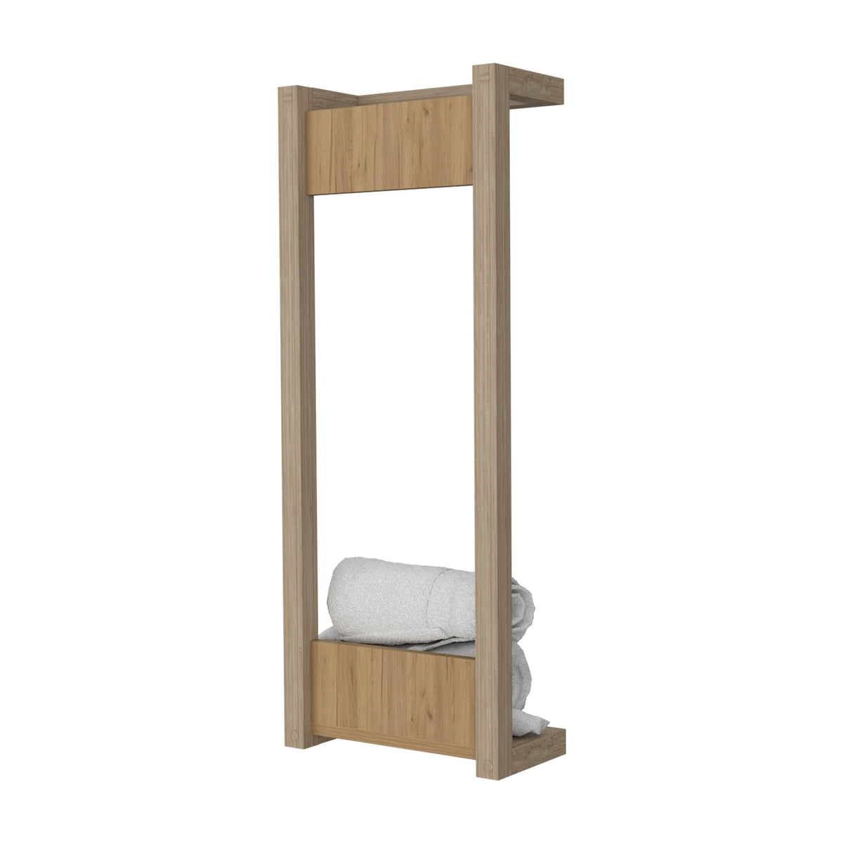 Natural Oak Towel Rack with Wall-mounted Design