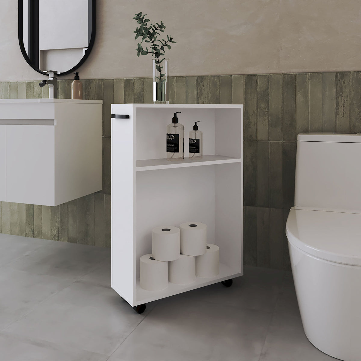 White Rolling Storage Cart with Versatile Compact Design