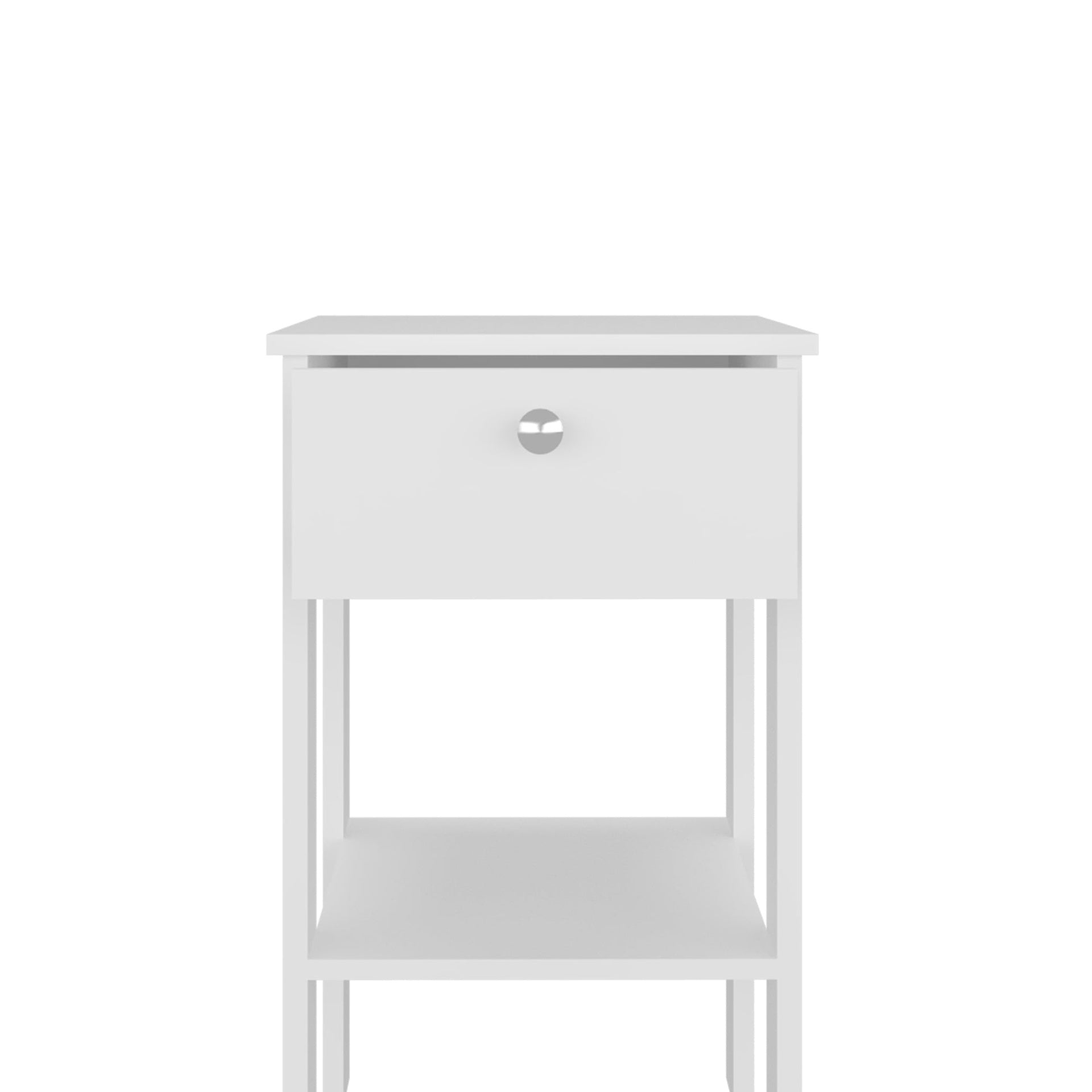 White 1-Drawer Nightstand with Open Shelf