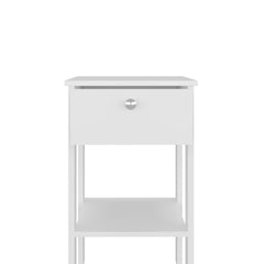 White 1-Drawer Nightstand with Open Shelf