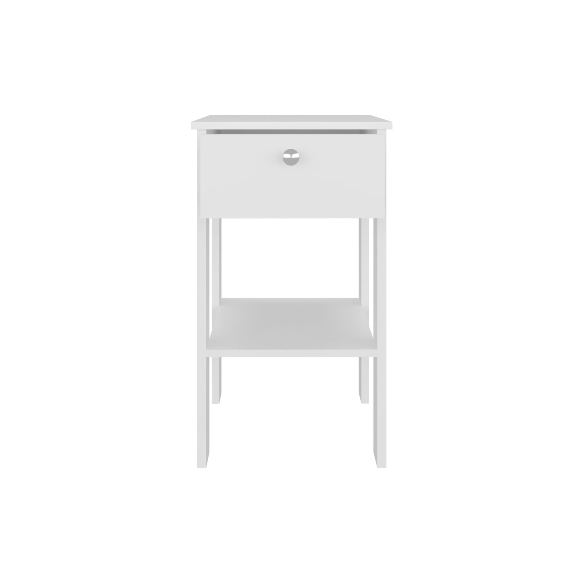 White 1-Drawer Nightstand with Open Shelf