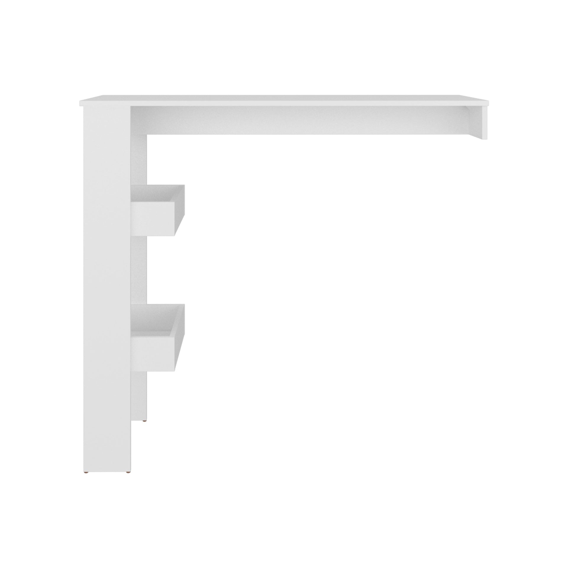 White Bar Table with Three Open Side Shelf