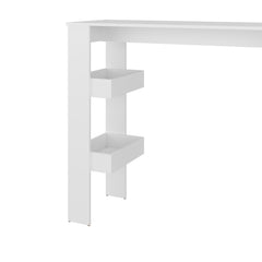 White Bar Table with Three Open Side Shelf