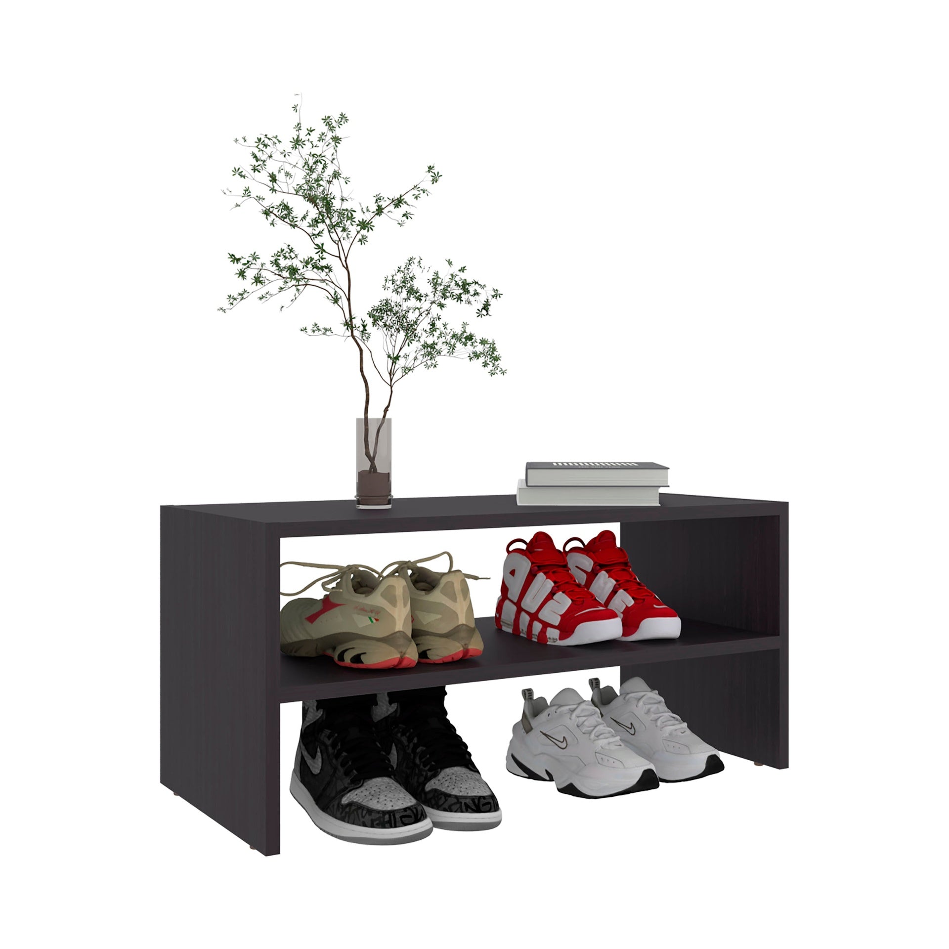 Wenge Shoe Rack with 2 Shelves