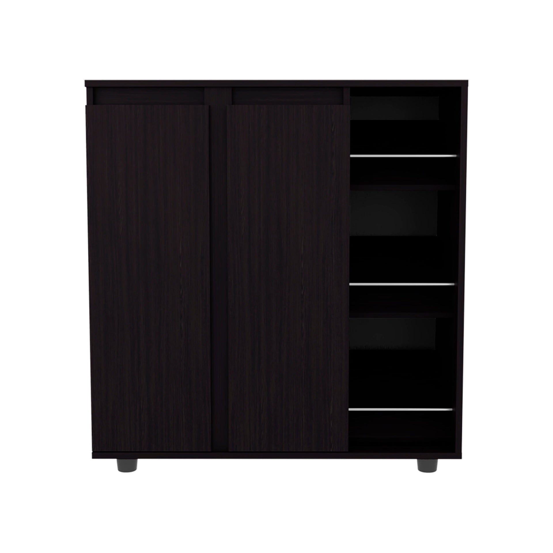 Wenge 2-Door Shoe Storage Cabinet with Shelf