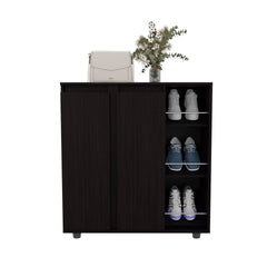 Wenge 2-Door Shoe Storage Cabinet with Shelf