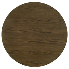 Crispin Brown Round Wood Dining Table with Shelf