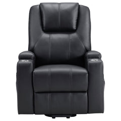 Macklin Black Upholstered Power Lift Massage Recliner