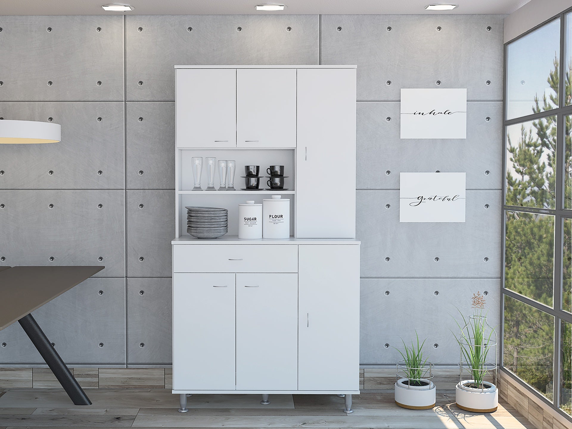 Tigard 1-Shelf 1-Drawer Pantry Cabinet White