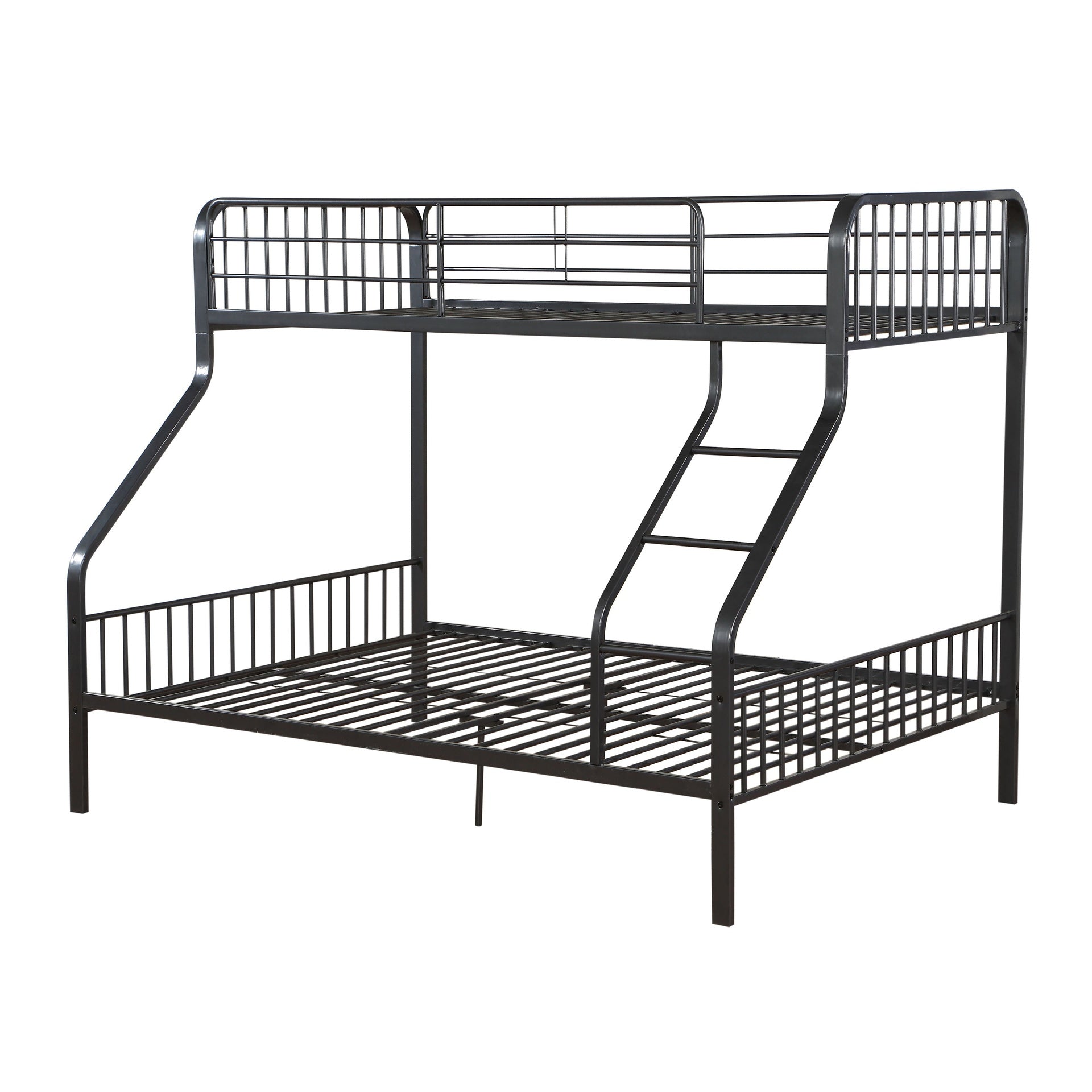 Gunmetal Twin XL/Queen Bunk Bed with Built-in Ladder