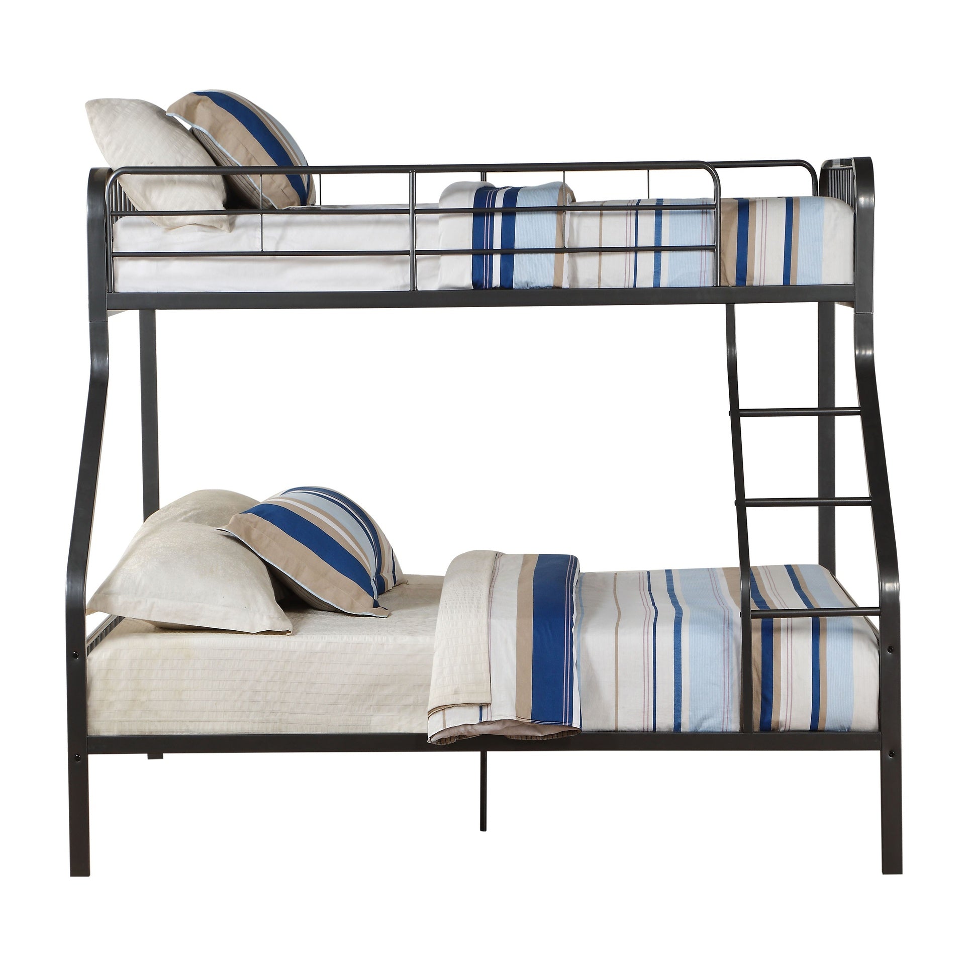 Gunmetal Twin XL/Queen Bunk Bed with Built-in Ladder