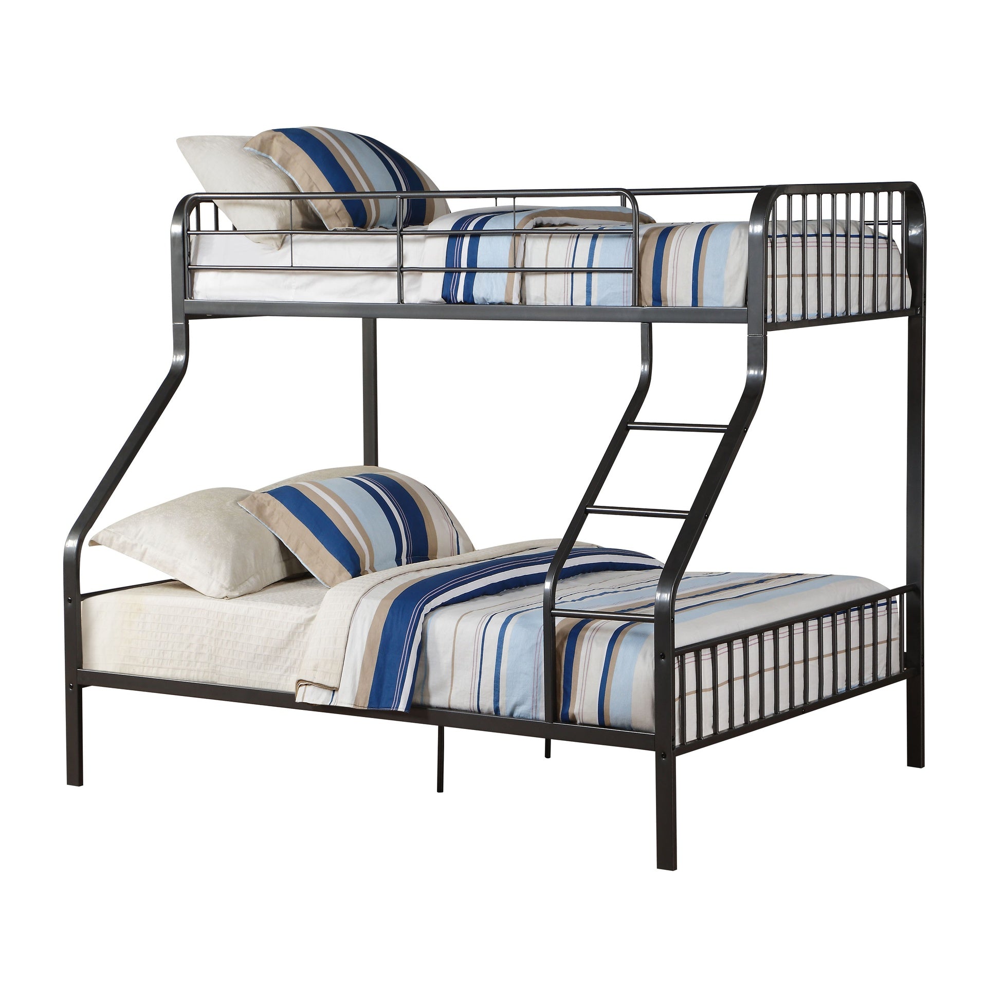 Gunmetal Twin XL/Queen Bunk Bed with Built-in Ladder