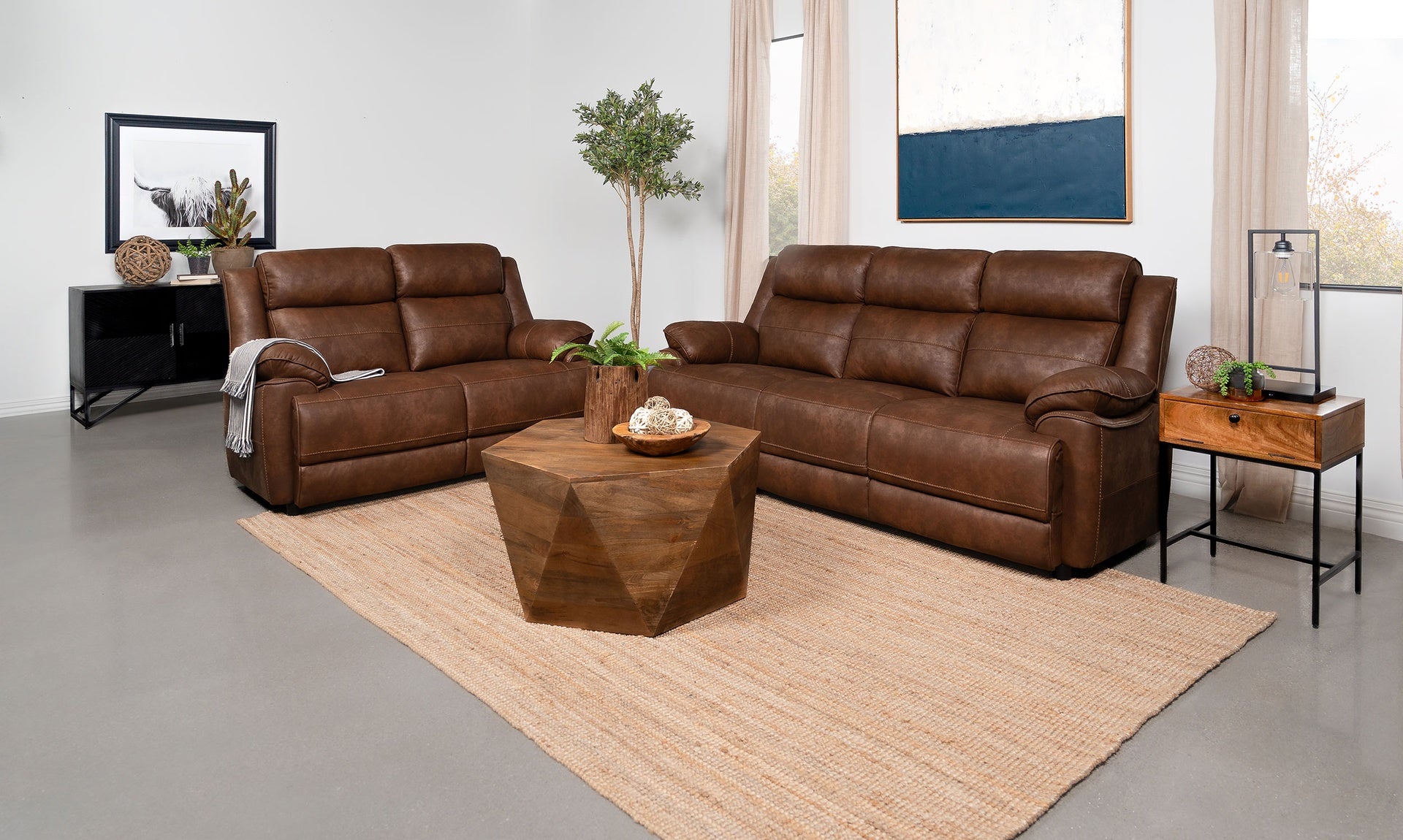 Worthington Dark Brown Upholstered 2-Piece Sofa Set