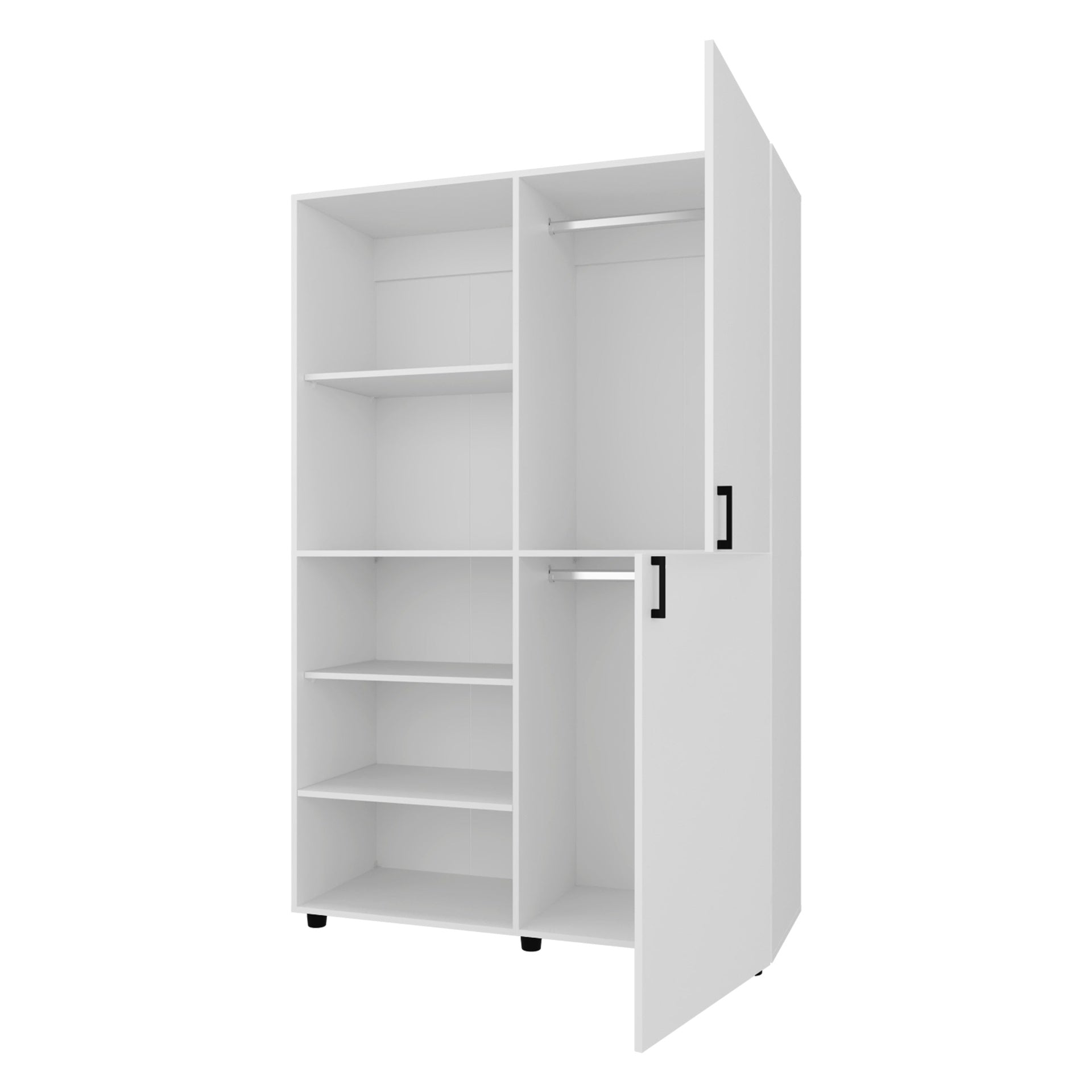White 2-Door Wardrobe with Open Storage