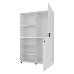 White 2-Door Wardrobe with Open Storage