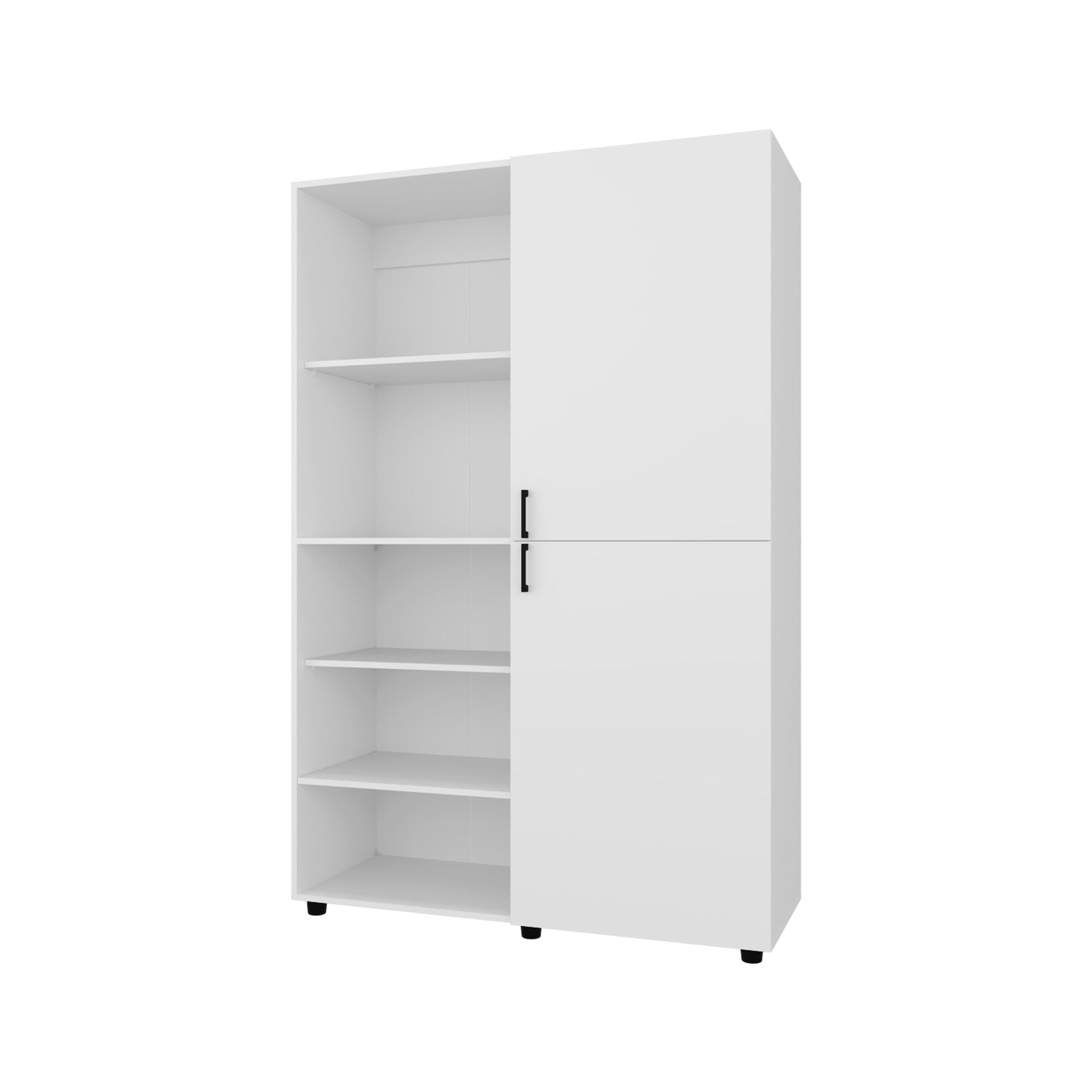 White 2-Door Wardrobe with Open Storage
