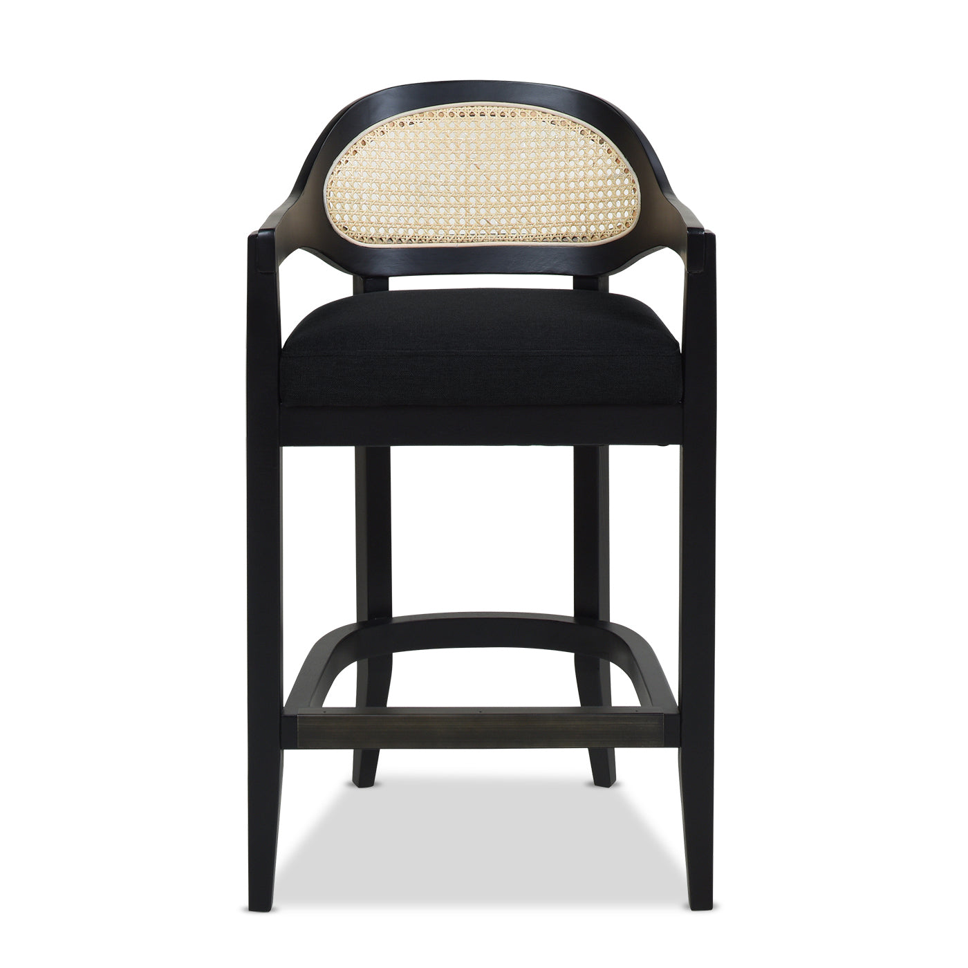 Americana Mid-Century Modern 26" Cane Back Counter Stool, Jet Black Woven