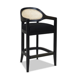 Americana Mid-Century Modern 26" Cane Back Counter Stool, Jet Black Woven