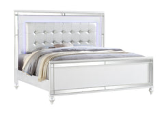 STERLING Full Size Upholstered LED Bed made with wood in White Color (NJ INVENTORY)