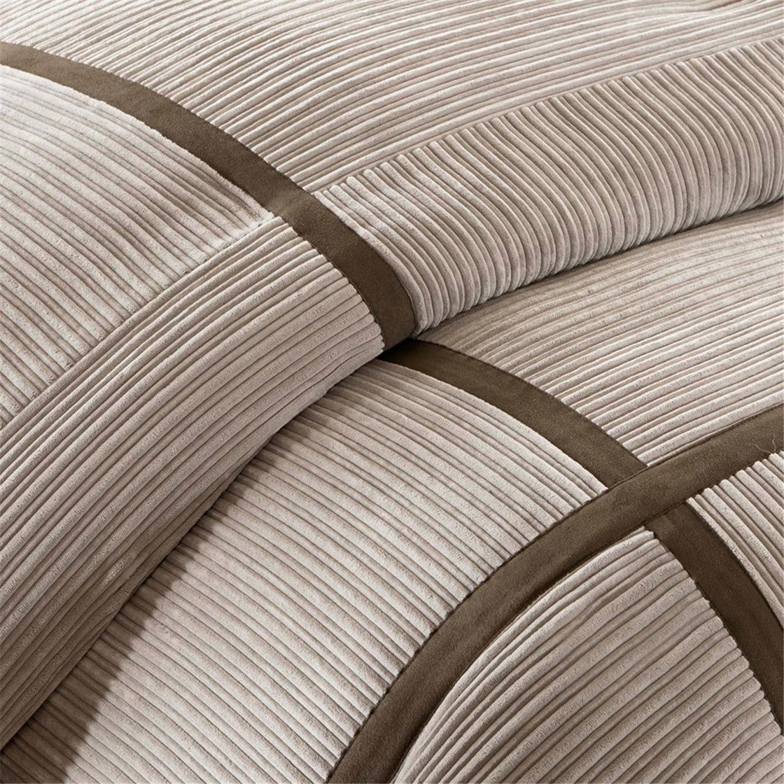 7 Piece Micro Corduroy Comforter Set Taupe King
