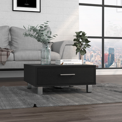 Coffee Table, One Drawer, Four Legs, Black