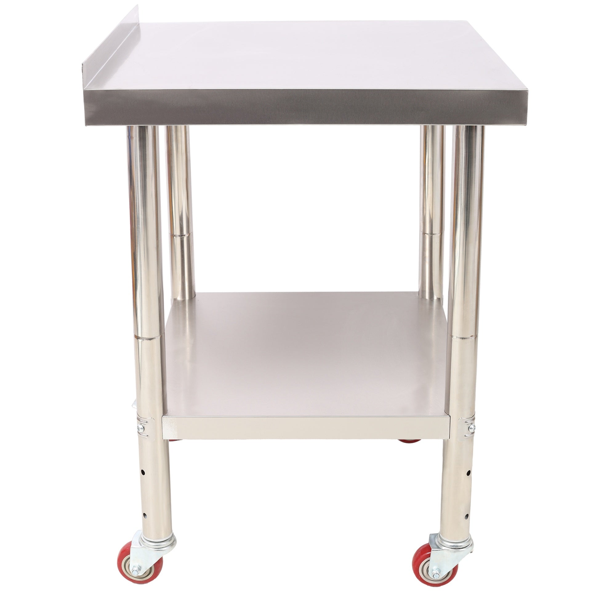 Stainless Steel Prep Table, 24 x 24 x 35-1/2 Inch, 440lbs Load Capacity Heavy Duty Metal Worktable with Backsplash Adjustable Undershelf & 4 Casters, Commercial Workstation for Kitchen Restaurant