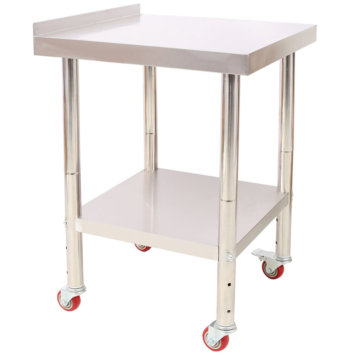 Stainless Steel Prep Table, 24 x 24 x 35-1/2 Inch, 440lbs Load Capacity Heavy Duty Metal Worktable with Backsplash Adjustable Undershelf & 4 Casters, Commercial Workstation for Kitchen Restaurant