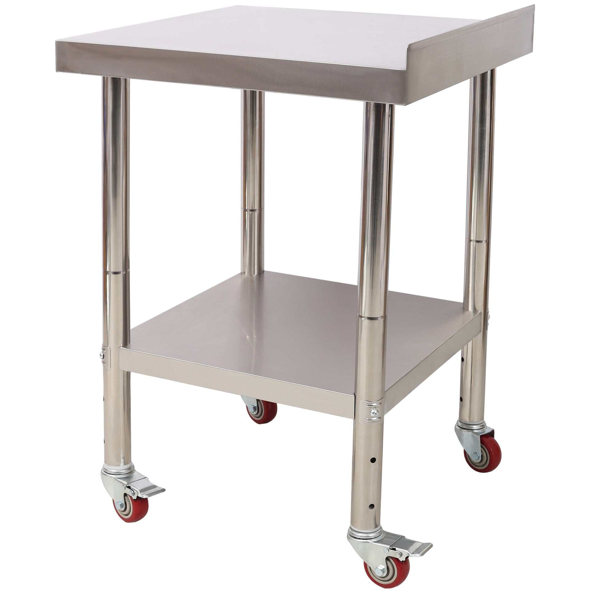 Stainless Steel Prep Table, 24 x 24 x 35-1/2 Inch, 440lbs Load Capacity Heavy Duty Metal Worktable with Backsplash Adjustable Undershelf & 4 Casters, Commercial Workstation for Kitchen Restaurant