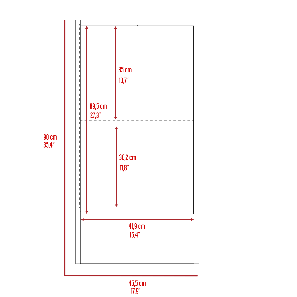 Medicine Single Door Cabinet 35" H, Two Interior Shelves, One External Shelf, Black