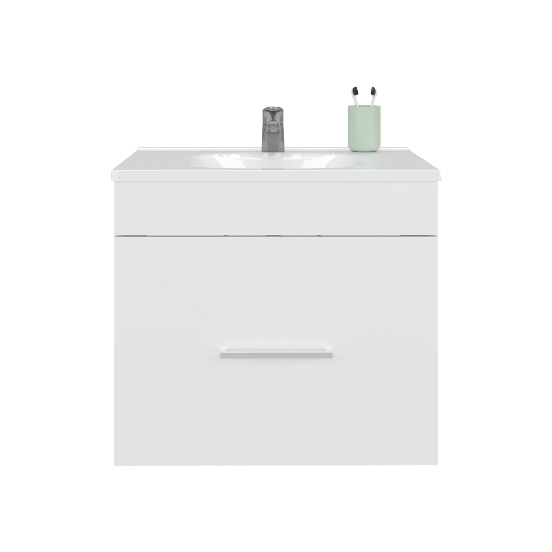 Bathroom Vanity with Sink, 1 Drawer, White