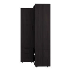 Armoire 70.9 inch H, 1 Door, 3 Drawers, 7 Shelves, 10 Legs, Black Wengue - Bedroom