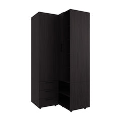 Armoire 70.9 inch H, 1 Door, 3 Drawers, 7 Shelves, 10 Legs, Black Wengue - Bedroom