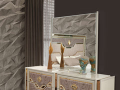 Omari Modern Style Mirror Made with Wood and Gold Accents in Beige(INCLUDES MIRROR ONLY)      same asG150109297  (NJ inventory)