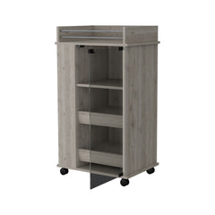 Lusk Bar Cart with 2-Bottle Holder Shelf, Glass Door and Casters