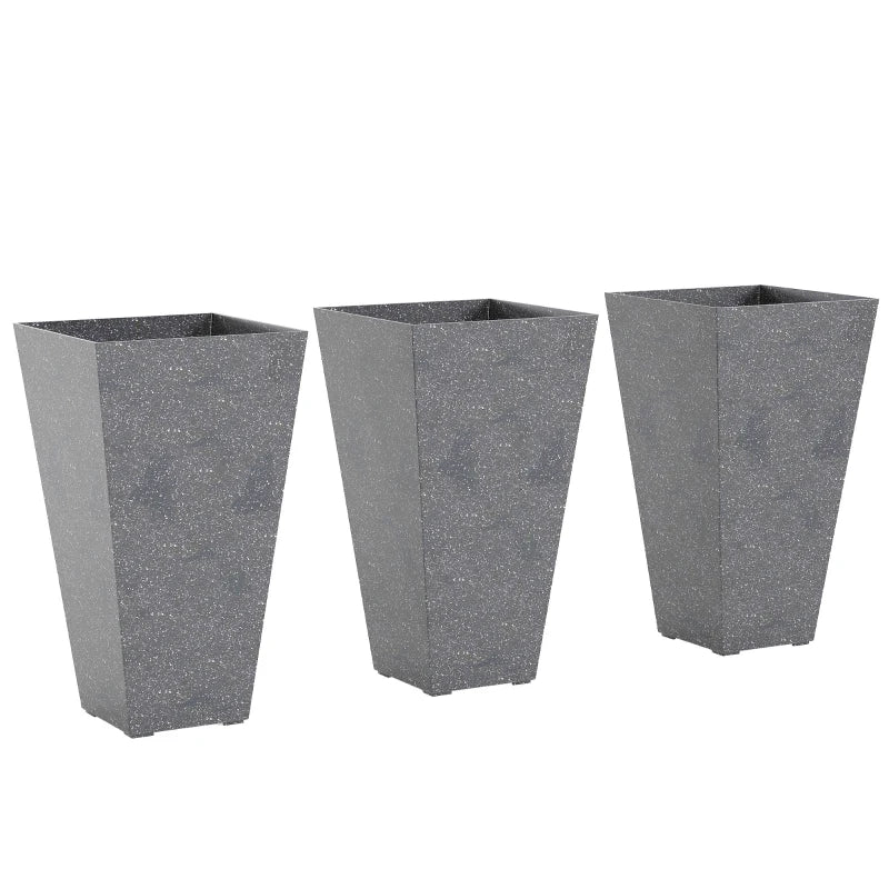Set of 3 Tall Planters,Plastic Flower Pots