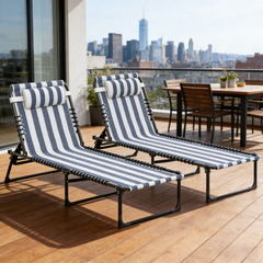 Outdoor Chairs,2 Folding Chaise Lounge
