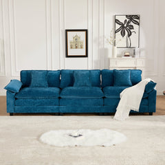 Wider Armrest 3 Seats (Ottoman is not included), Modern Sectional Couch, for Living Room Bedroom and Apartment, Comfy Double Layer Upholstered Seat Cushion, Breathable Chenille Fabric,Blue,SW5043BL