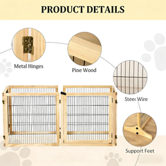 6-Panel Folding Dog,Wooden Pet Gate