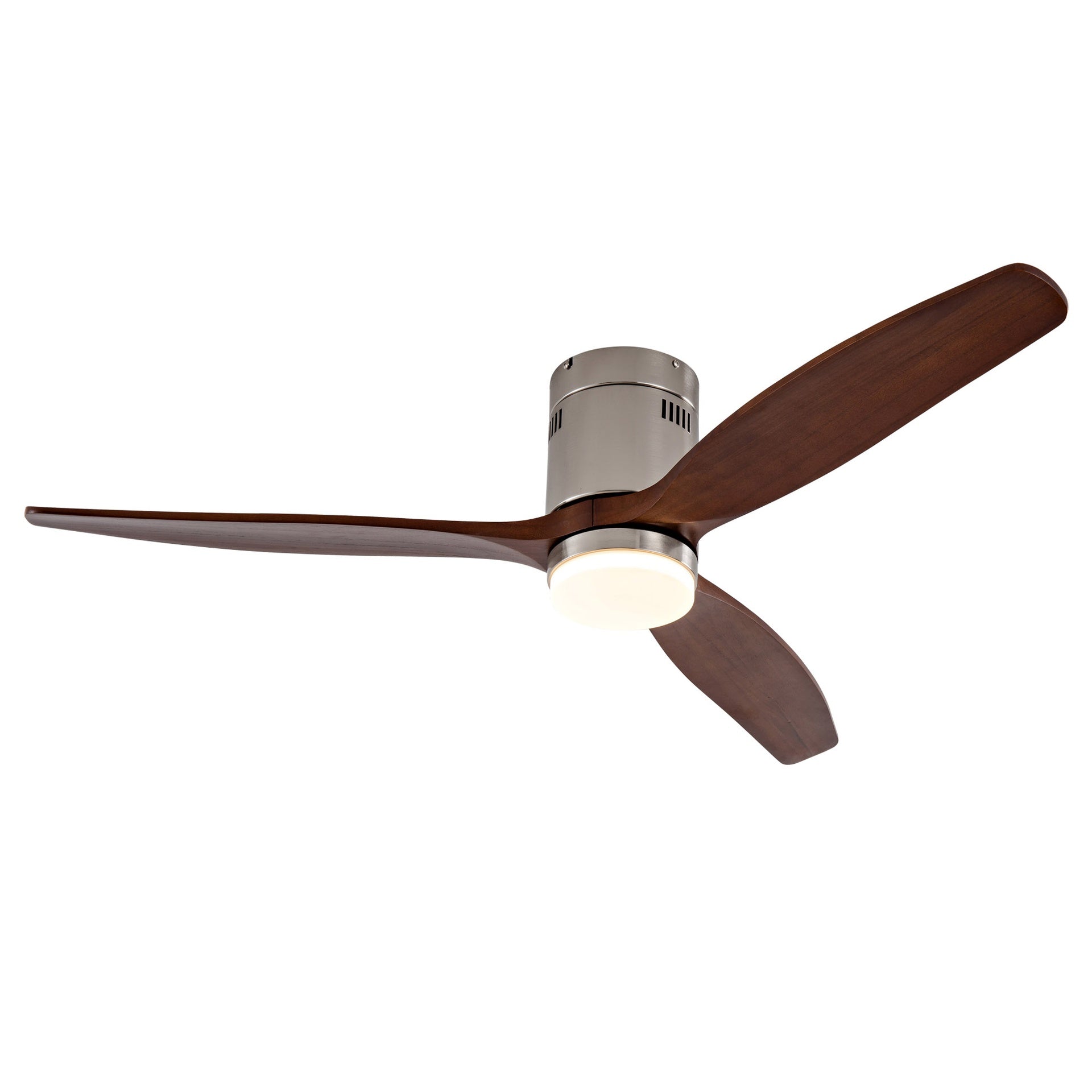 Hot sales 52 Inch Modern Ceiling Fan With 3 Color Dimmable 3 Solide Wood Blades Remote Control Reversible DC Motor With Led Light