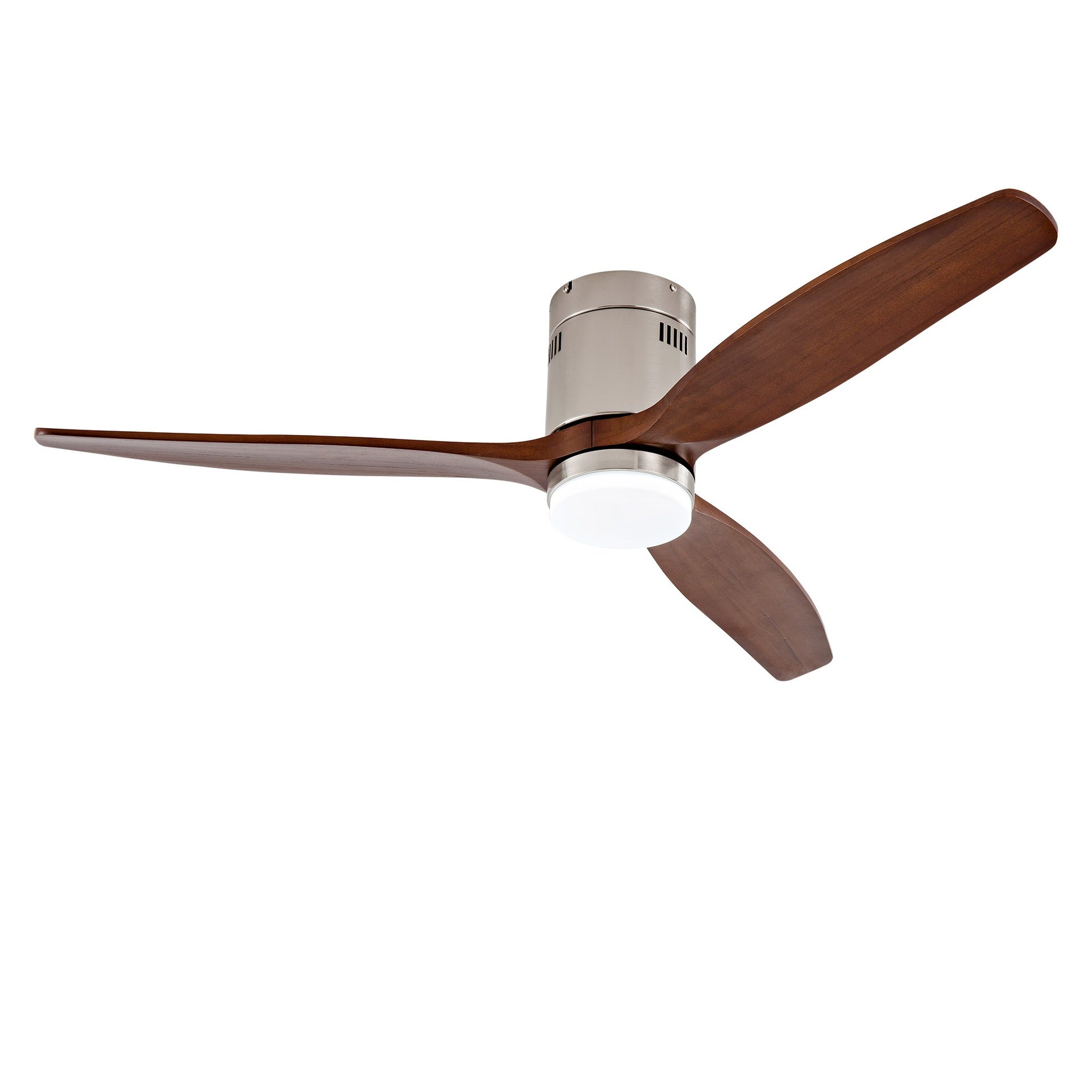 Hot sales 52 Inch Modern Ceiling Fan With 3 Color Dimmable 3 Solide Wood Blades Remote Control Reversible DC Motor With Led Light