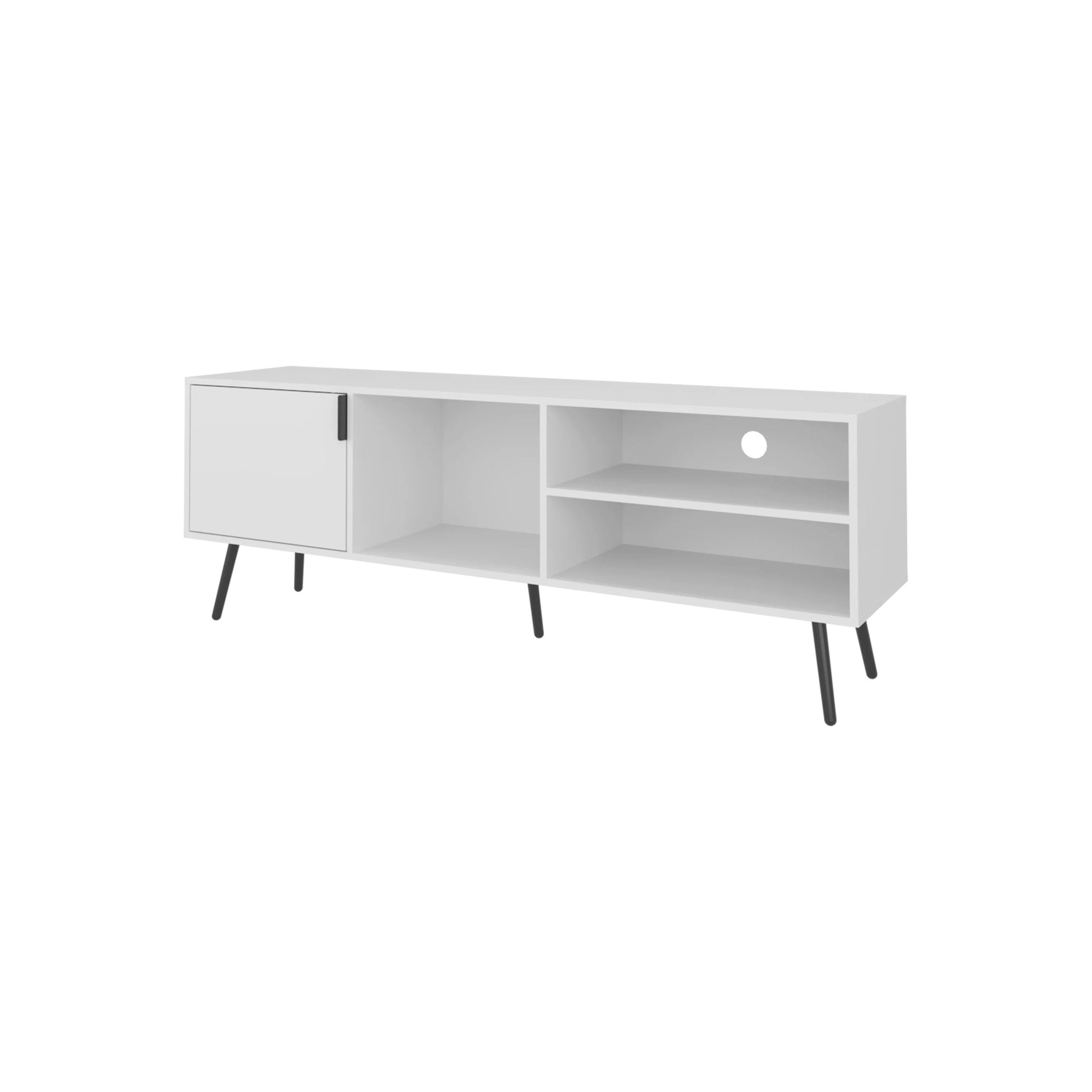 White TV Stand Multistorage with a Door and Open Storage