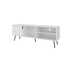 White TV Stand Multistorage with a Door and Open Storage