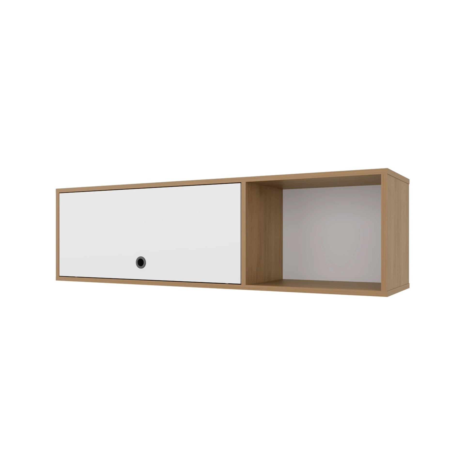 Natural Oak and White Wall-Mounted Cabinet with Lift-Up Door