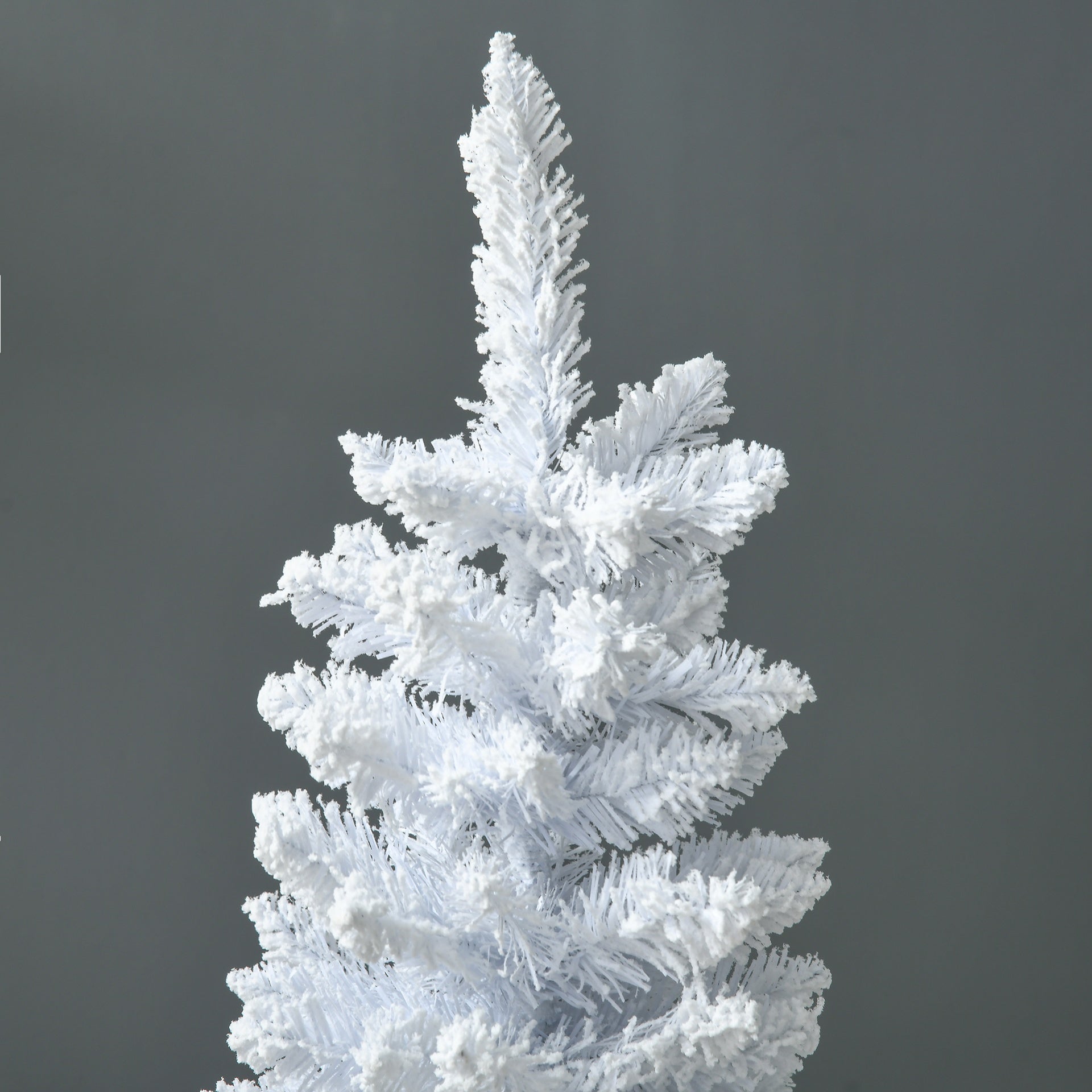 HOMCOM 5' Snow Flocked Artificial Pencil Christmas Tree, Slim Xmas Tree with Realistic Branches and Plastic Base Stand for Indoor Decoration, White