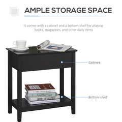 HOMCOM End Table, Narrow Side Table with Flip Top, Storage Cabinet, Bottom Shelf for Living Room, Dark Coffee