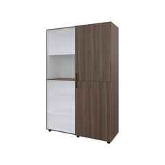Grey Walnut and White 2-Door Wardrobe with Open Storage
