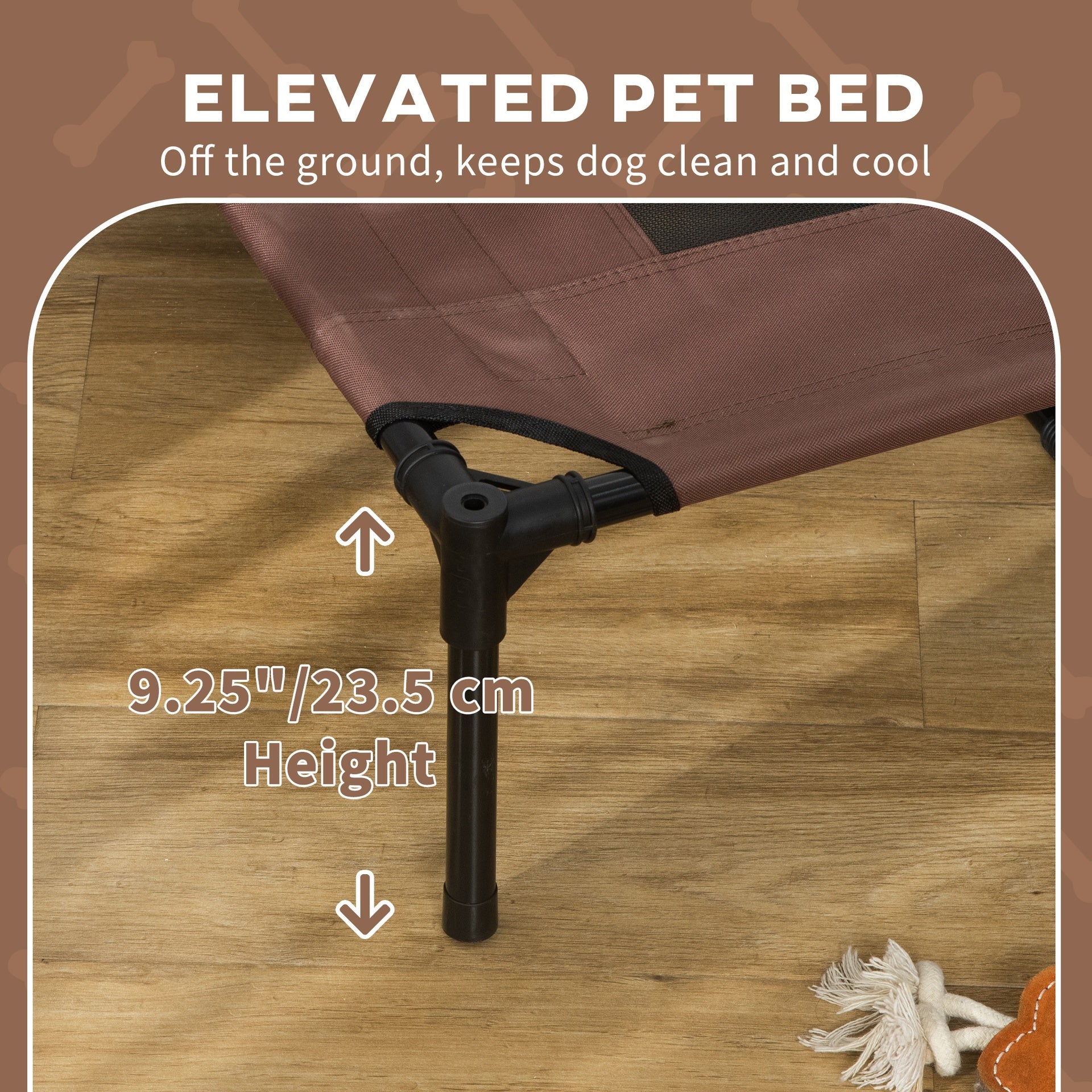 PawHut Elevated Dog Bed with Removable Canopy, Outdoor Dog Cot with UV Protection Canopy Shade, 48 inch Large Pet Bed for Camping, Coffee