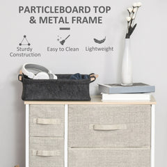 HOMCOM 7-Drawer Dresser Storage Tower Cabinet Organizer Unit, Easy Pull Fabric Bins with Metal Frame for Bedroom, Closets, Light Gray